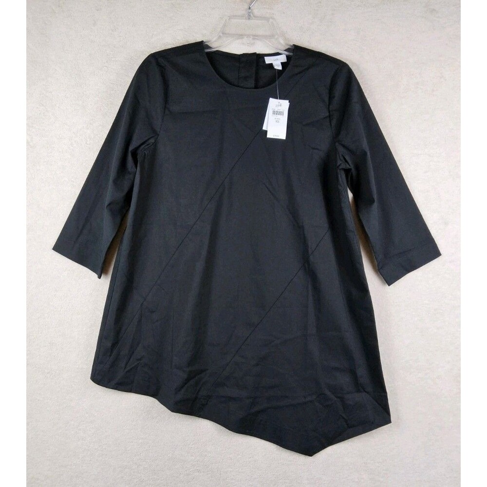 J Jill Women’s 3/4 Sleeve Asymmetrical Tunic Top Black Size XS